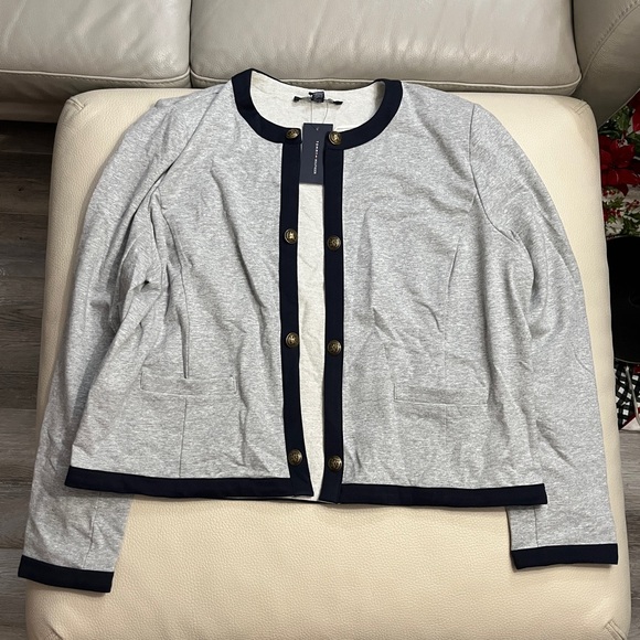 NWT - Tommy Hilfiger Women's Contrast Trim Open Front Jacket - Size XL - Picture 4 of 13